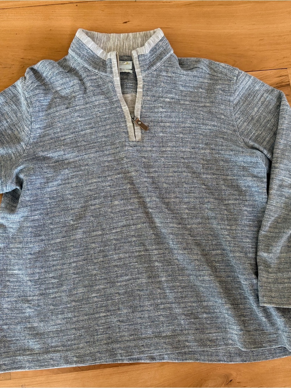 Johnston and Murphy Men's Marled Blue Quarter-Zip Heather Grey Sweater large
